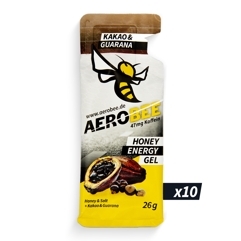 10er Pack Kakao & Guarana CLASSIC | AEROBEE Energy Gel