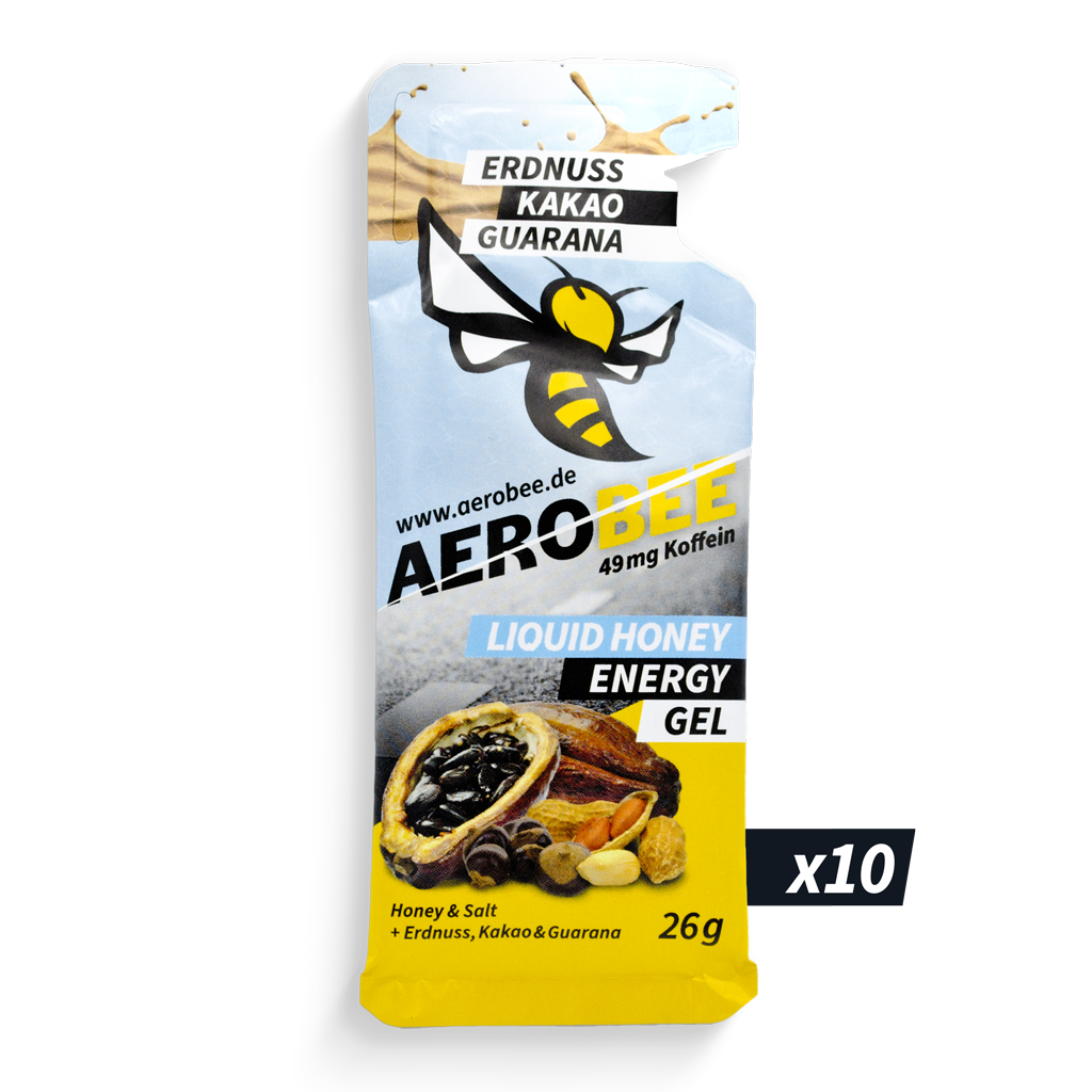 10er PACK Erdnuss, Kakao & Guarana LIQUID | AEROBEE Energy Gel