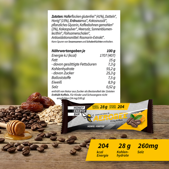 12er Pack Honig &amp; Kaffee | AEROBEE ENERGY BAR