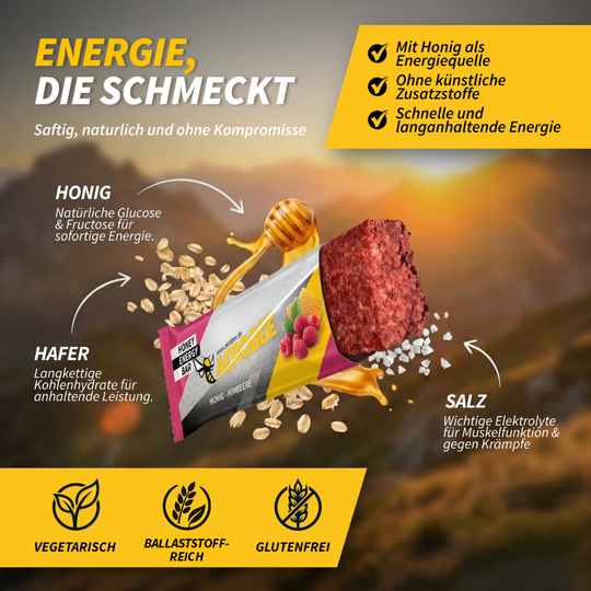 12er Pack Honig &amp; Himbeere | AEROBEE Energy Bar