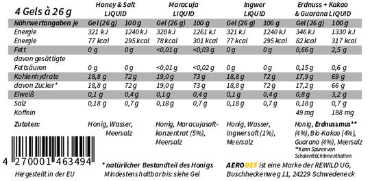 LIQUID Probierpaket - AEROBEE Energy Gel - LIQUID